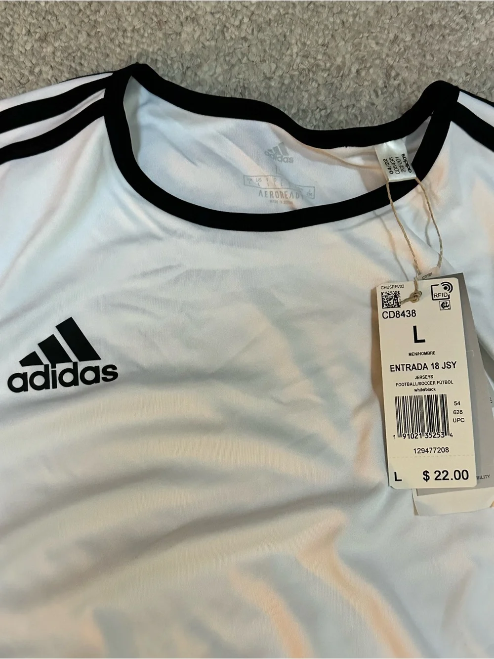 adidas White and Black Short Sleeve Athletic Tee